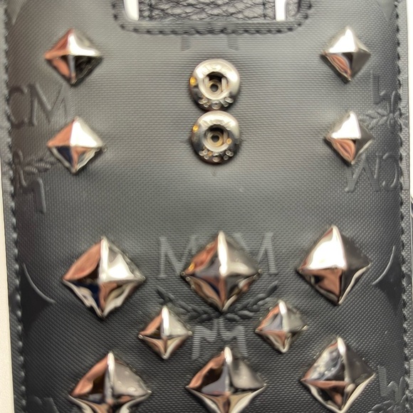 MCM Studded Leather Phone/Card Pouch - Black - Preowned - Picture 3 of 7